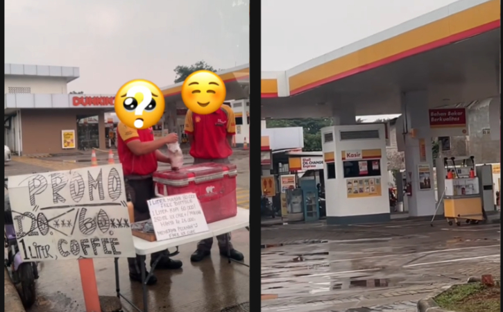 Pegawai SPBU Shell jualan kopi